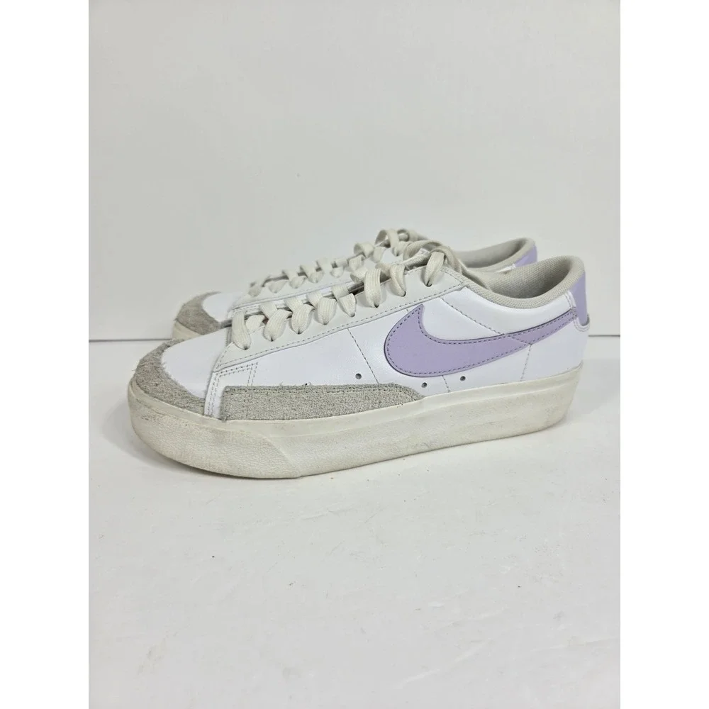 Nike Blazer Low Shoes Sneakers White / Lilac Womens 8.5 Platform Purple